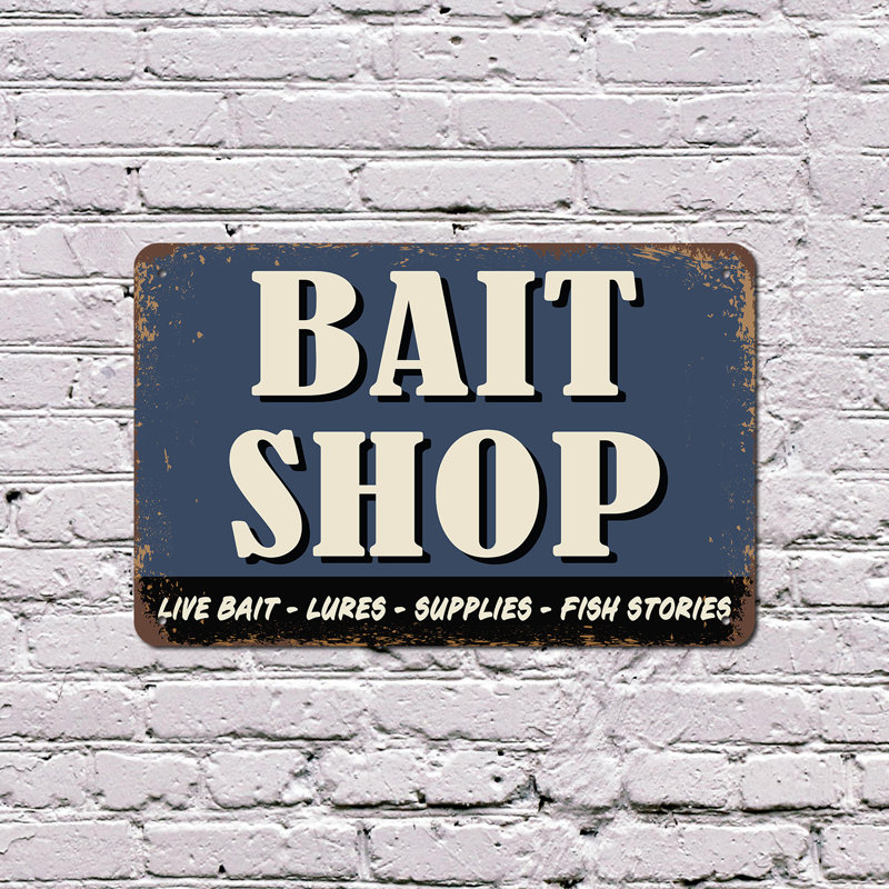 Enseigne en plastique 10 po x 14 po Bait Shop, H 10 po x l 14 po x P 0,1 po