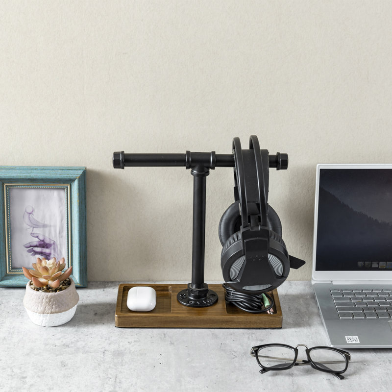 Présentoir pour casque audio avec plateau pour accessoires