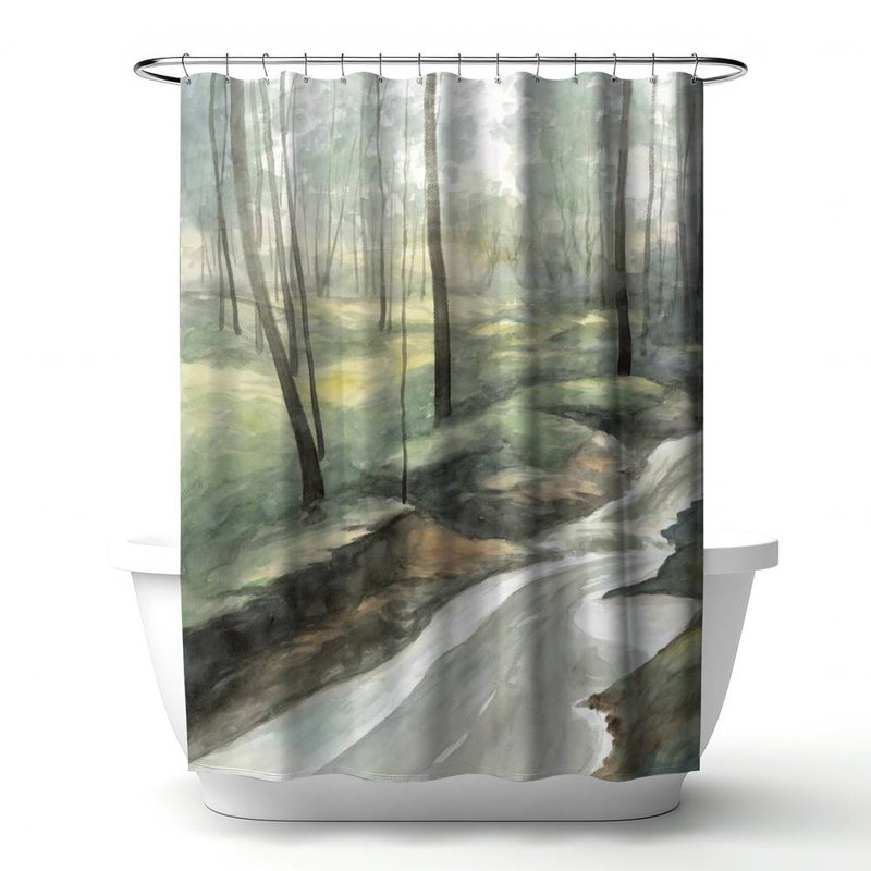 Shower Curtain LA168 – Polyester Shower Curtain, Dye Sublimation Print, 71" W × 74" L