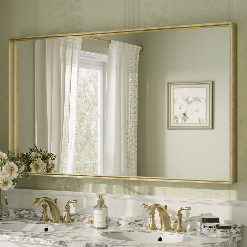 Miroir mural Aevar, 51 po x 30 po, Or brossé