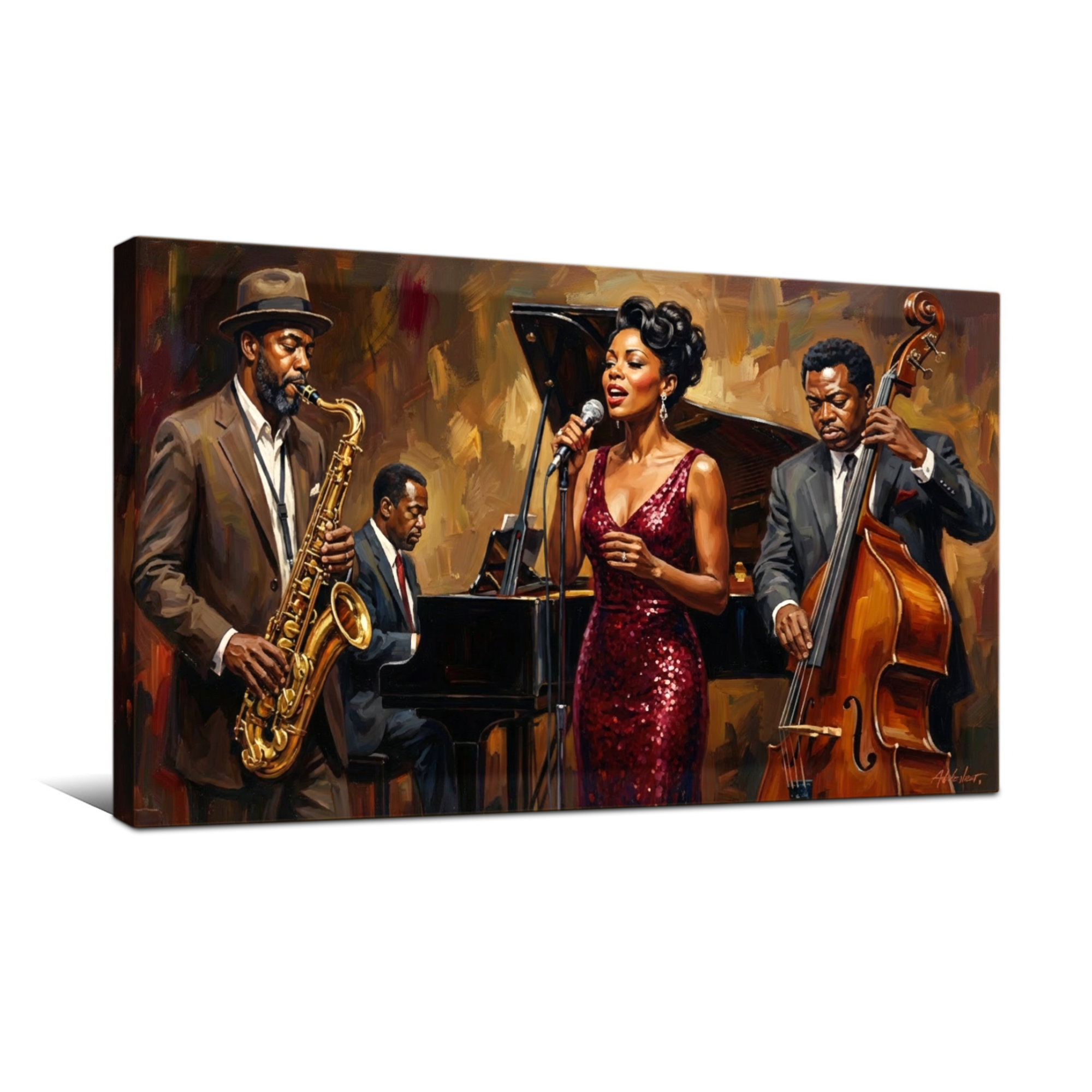 Red Barrel Studio® Abstract Jazz Musicians Perform On Stage With ...