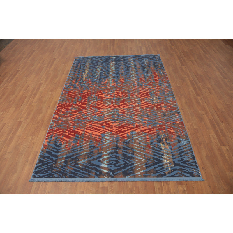 Tapis à motif géométrique de style Gabbeh 6 x 9