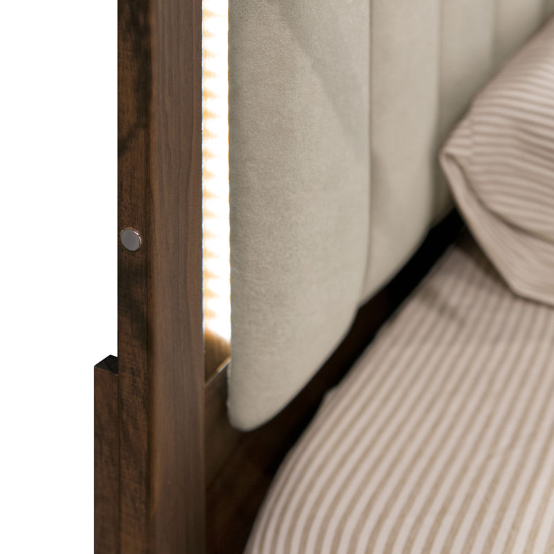 Ensemble de chambre à coucher 5 pièces avec tête de lit à lumière chaude Casillas, Grand lit