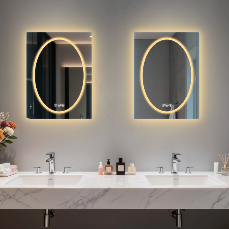 Debroh Wall LED Bathroom Mirror Backlit, 60 cm x 80 cm