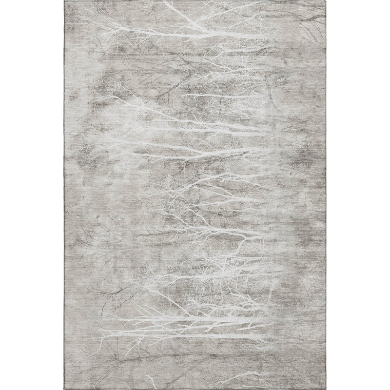 Premium Machine Washable Mayfield AMF2083 Floral Rug, Charcoal, 9' x 12'