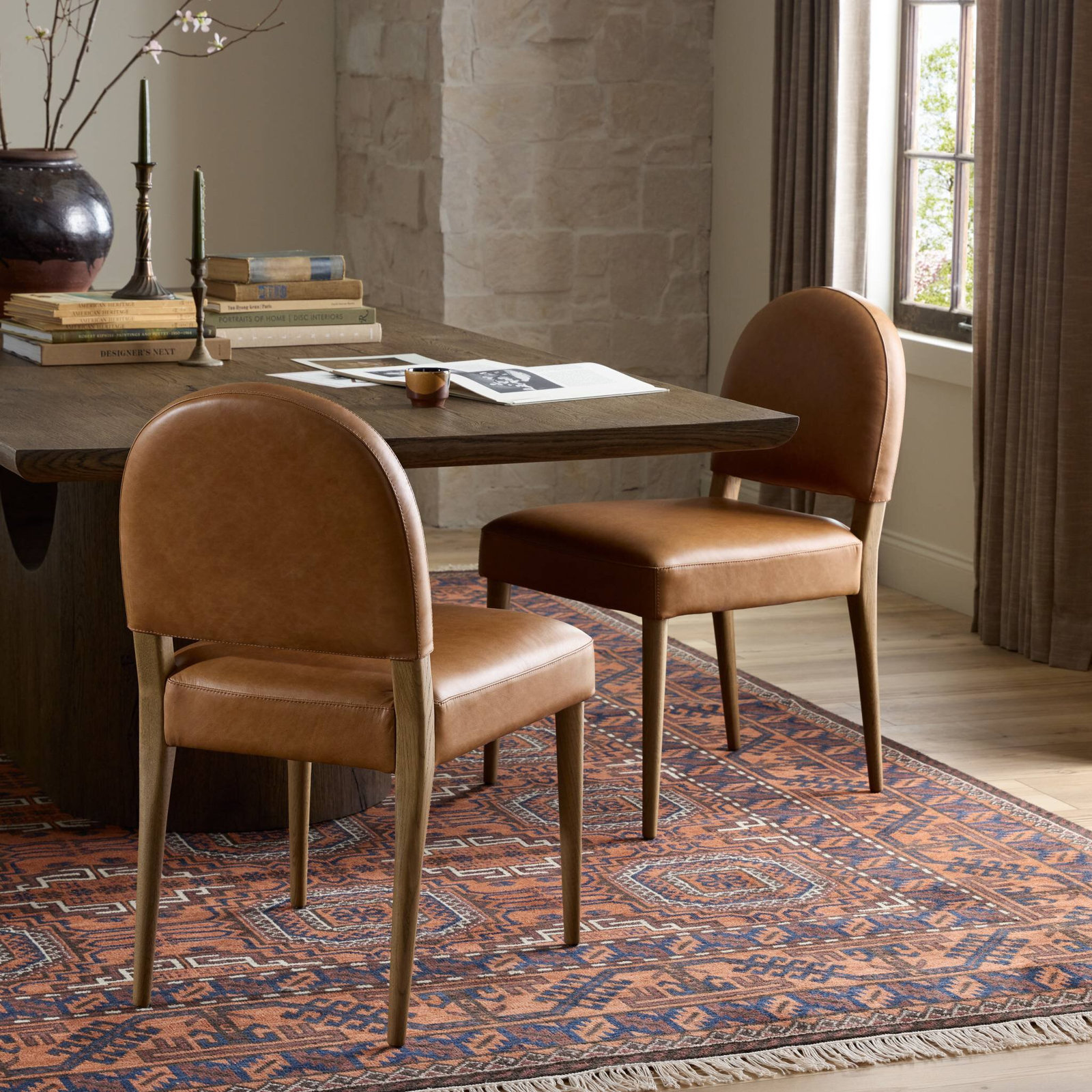 Berkely Oak Dining Chair, Chaps Saddle, Aged Oak