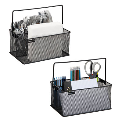 Porte-ustensiles Mind Reader, range-ustensiles, panier, cuisine, métal, L 7 po x l 7 po x H 5 po, paquet de 2