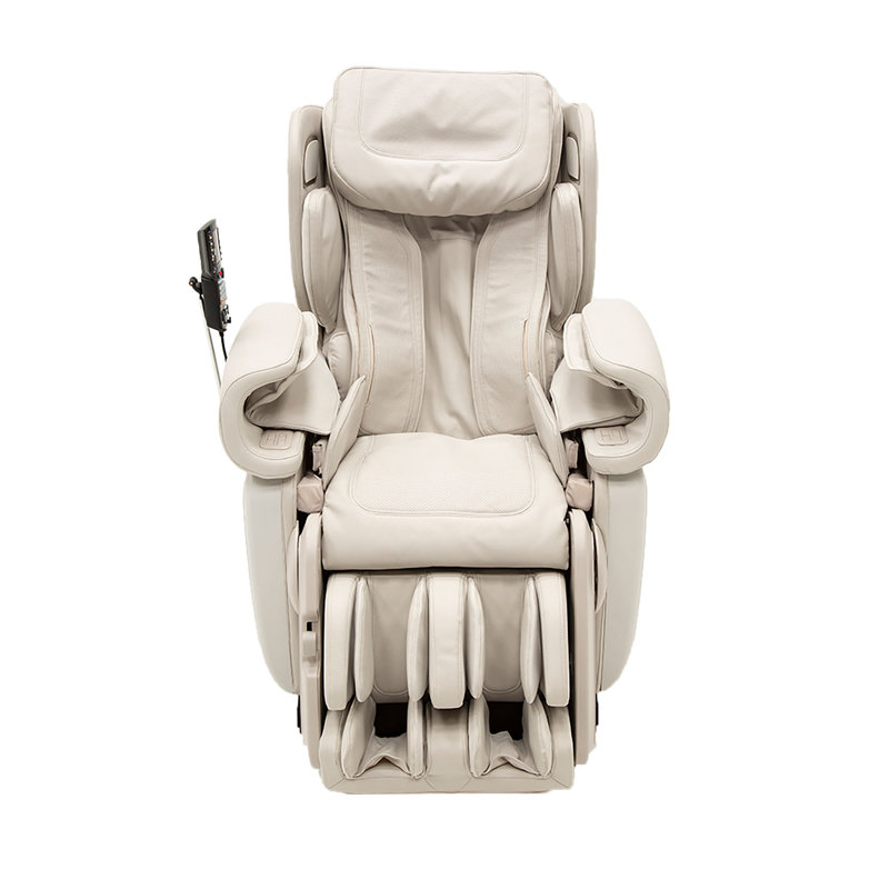 Faux Leather Heated Massage Chair with Ottoman, White Faux Leather