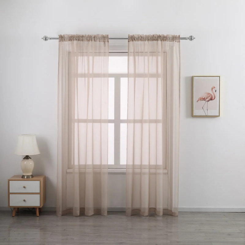 2 Panels Sheer Voile Window Curtains, 52"W x 63"L (Pack of 2), Red