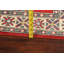 Tapis rouge / vert en laine nouée à la main de conception unique 2 pi 8 po x 4 pi New Age