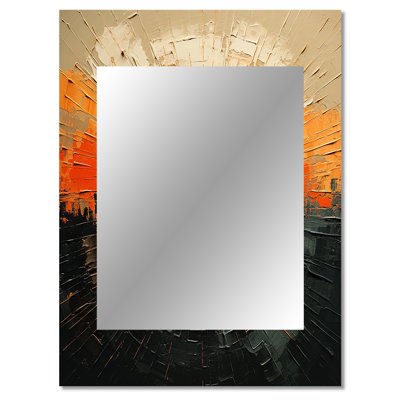Black And Beige Sunset Reverie - Sunset Mirror, Beige Decorative Wall Mirror, Printed Metal Art
