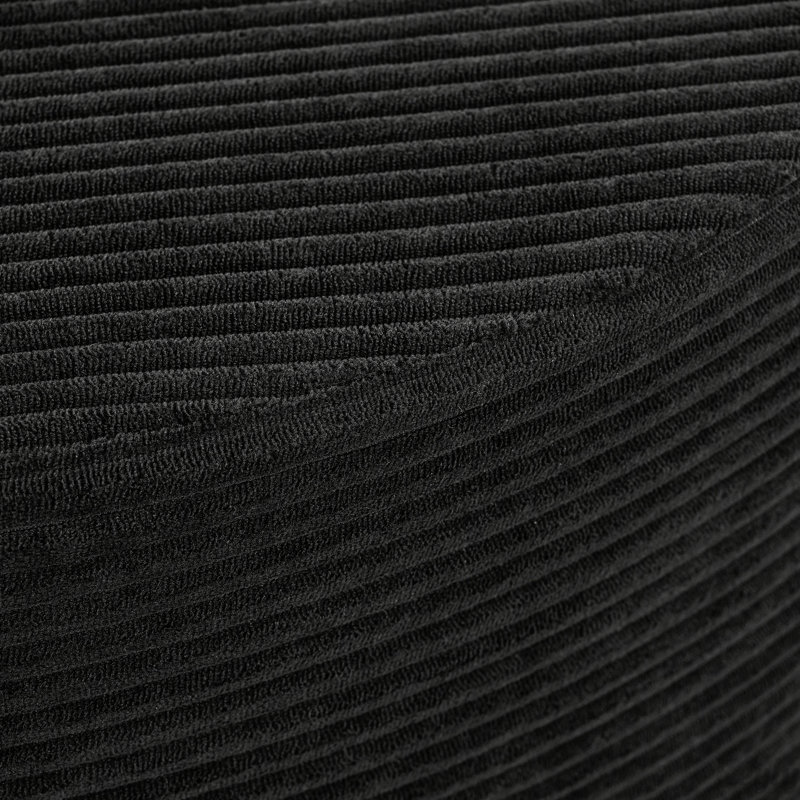 Ensemble de 2 poufs cylindriques rembourrés, Black, Black