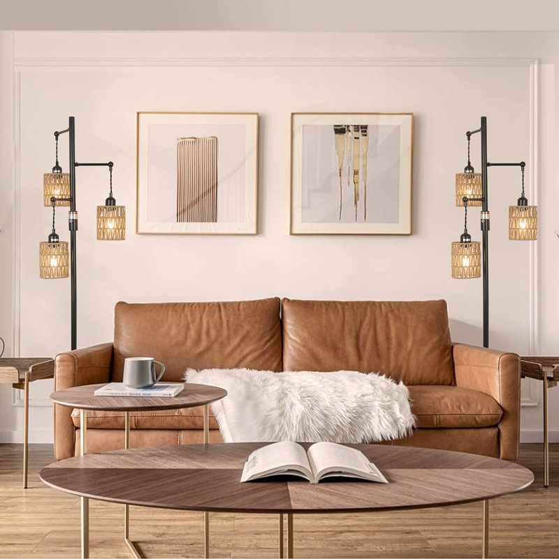 Upgraded Stepless Dimmable Rattan Floor Lamp – Elegant, Customizable Lighting for Any Space