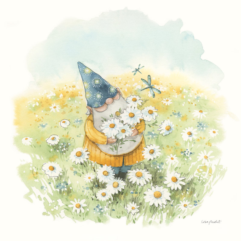 «Heribert Everyday Gnomes V-Daisy On Canvas» par Lisa Audit, reproduction, H 30 po x l 30 po