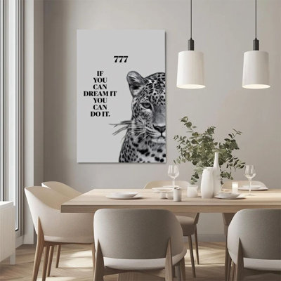 1 pièce, impression sur toile encadrée, portrait de léopard, citations inspirantes, art mural de style réalisme en noir et blanc, décoration murale, parfait pour la décoration de chambre salon chambre bureau cuisine salle de bain décor à la maison, décoration murale rustique et moderne idéale pour la maison