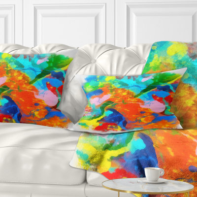 Hand drawn Abstract Floral Pattern - Floral Printed Throw Pillow