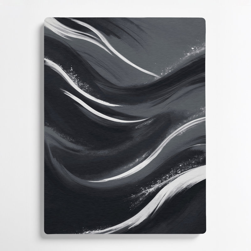 Abstrait paysage 90, art mural noir en métal