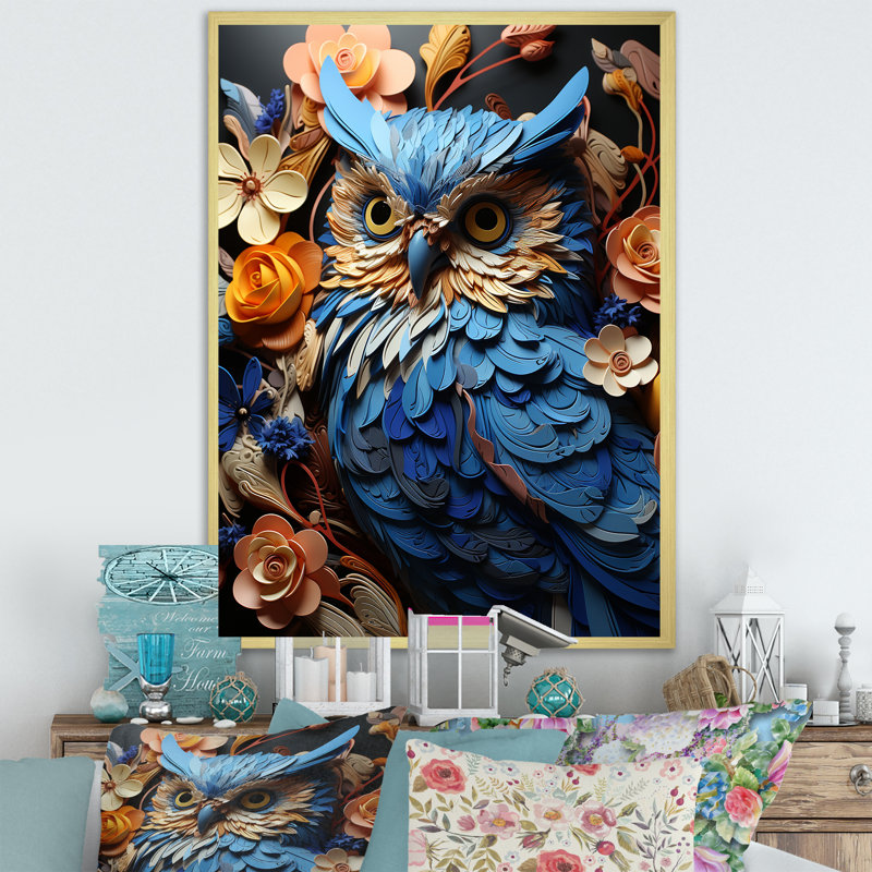 Mysterious Owl Blooms II sur impression sur toile, Encadrement doré, H 40 po x l 30 po x P 1,5 po