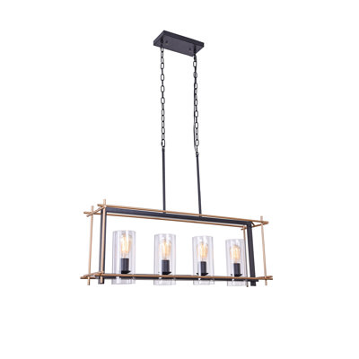 Lustre carré/rectangulaire 4 lumières lanterne