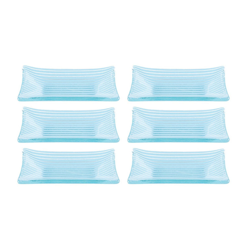 Vaisselle en verre 4,25 po x 2,5 po x H: 0,5 po Ramequin de verre rectangulaire 1 oz (ensemble de 6), Bleu clair