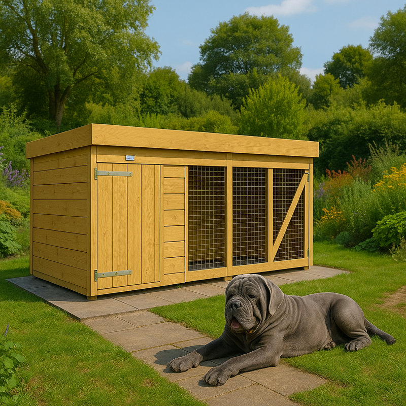 Dog Kennel and Run, 127cm H x 358cm W x 127cm D