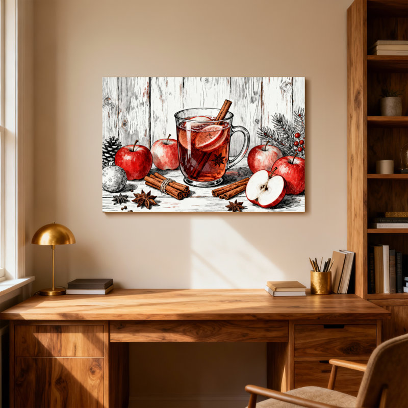 Christmas Apple Cinnamon Spiced Tea Winter Scene