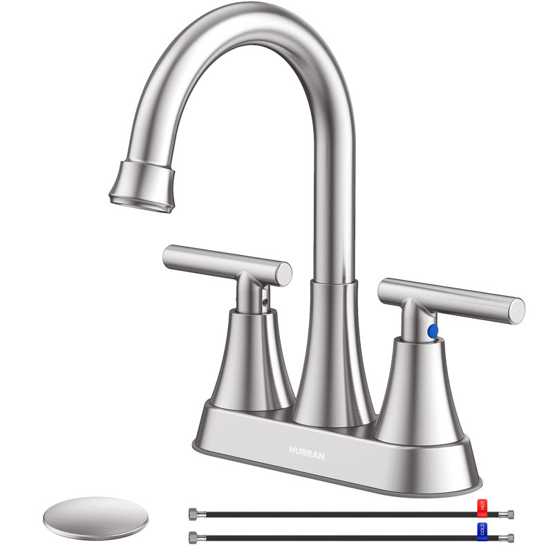 2-handle Bathroom Faucet with Drain Assembly, Brushed Nickel