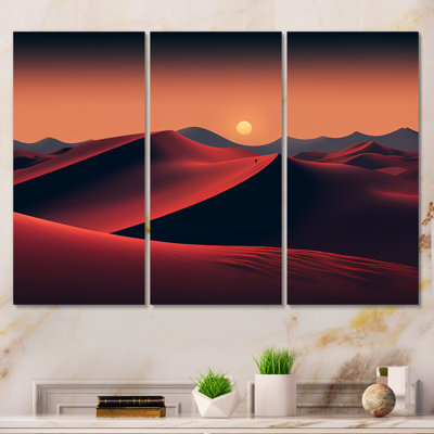 Orange, désert du Sahara, dunes de sable II - art mural désert