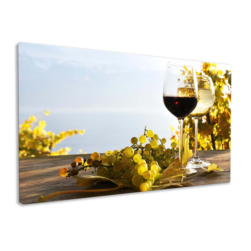 Food & Drink Collection Red Or White Modern Wine - Wrapped Canvas Print, 31cm H x 51cm W x 2cm D