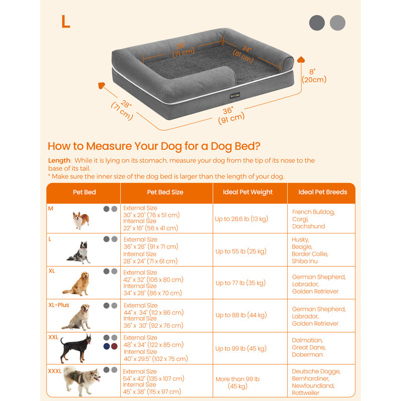 Polyester Pet Bed, 20cm H x 91cm W x 71cm D, Light Grey