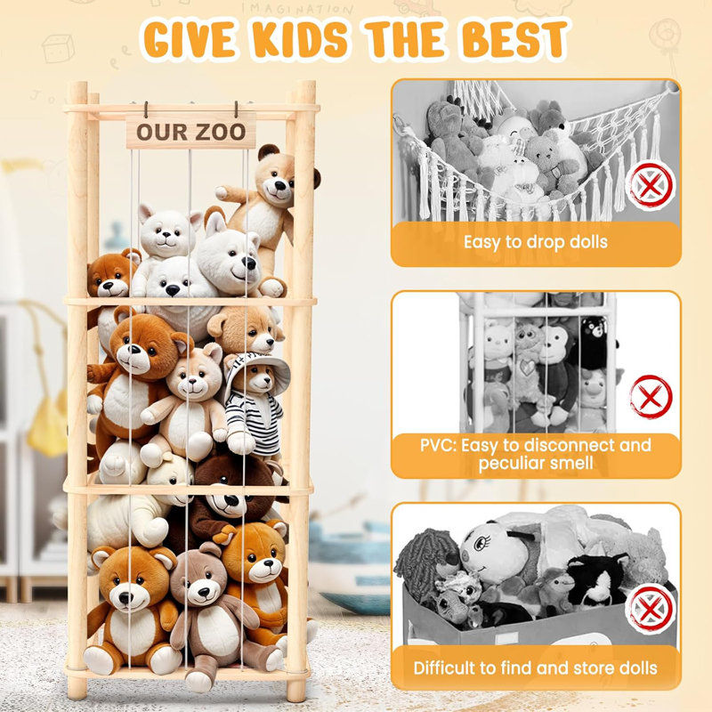 Rangement et organisateur pour peluches, naturel