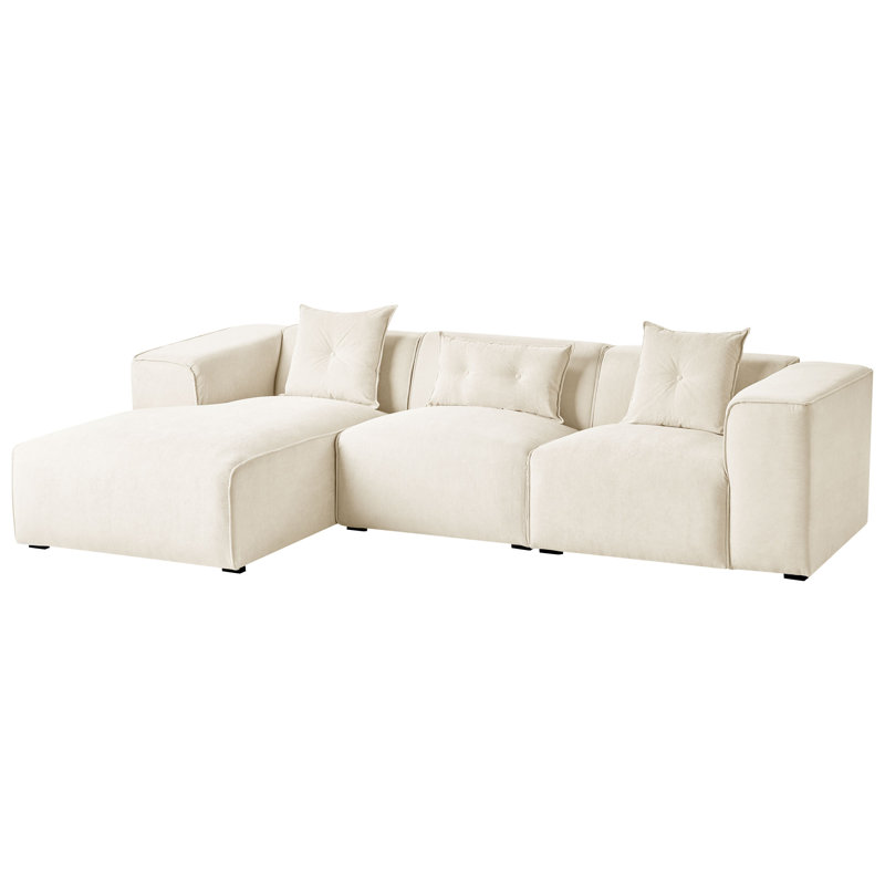 Left Hand Jumbo Cord Corner Sofa DOLVA, White