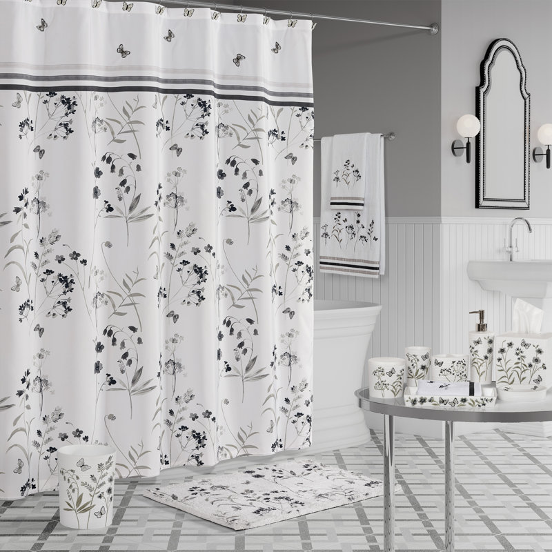 Bridget Grey Floral Fabric Tub Curtain
