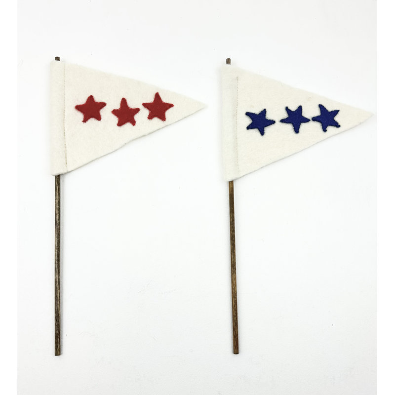 Drapeau étoiles en feutre, Blanc / bleu marine