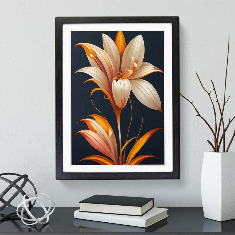 Unbeatable Flower - Wall Art, Black Picture Frame, 66cm H x 48cm W, White
