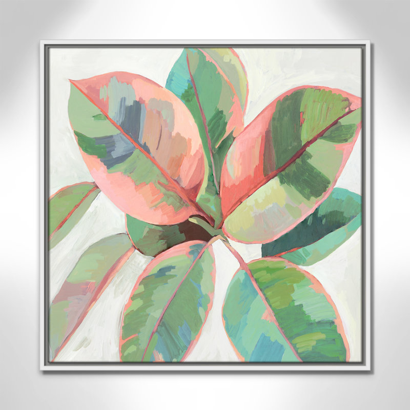 «Pink Ficus II», reproduction d'art, Toile blanche encadrée, H 25,5 po x l 25,5 po x P 2 po