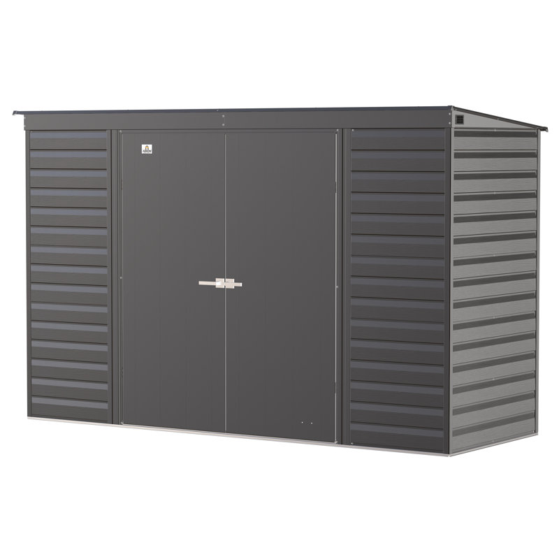 Charcoal 10x4 Galvanized Steel Storage Shed with Pent Roof
