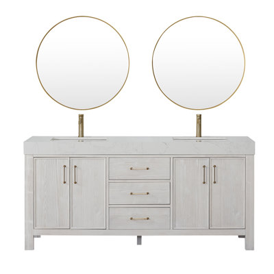 Cassatt 72"" Double Bathroom Vanity Set with Mirror -  Birch Lane™, 63D9EBF6180D42A6ADB64483AD6F28E5