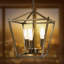 Luminaire suspendu noir de style lanterne de style campagnard à 3 lumières avec cage en métal, base industrielle E26 à hauteur réglable