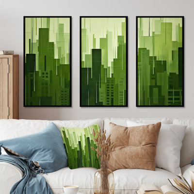 Fern Facades Skyscraper Horizon - Ensemble de décorations murales gratte-ciel