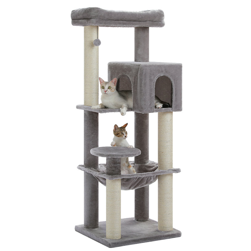 Plush 57.8-Inch Cat Tower Gray, Gray