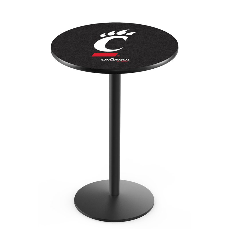 Round Metal Base Dining Table, Black Wrinkle, University of Cincinnati