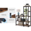 Bibliothèque échelle à 5 niveaux, étagère d'angle avec 8 tablettes, étagère de rangement pour le salon, le bureau personnel et la chambre à coucher, brun