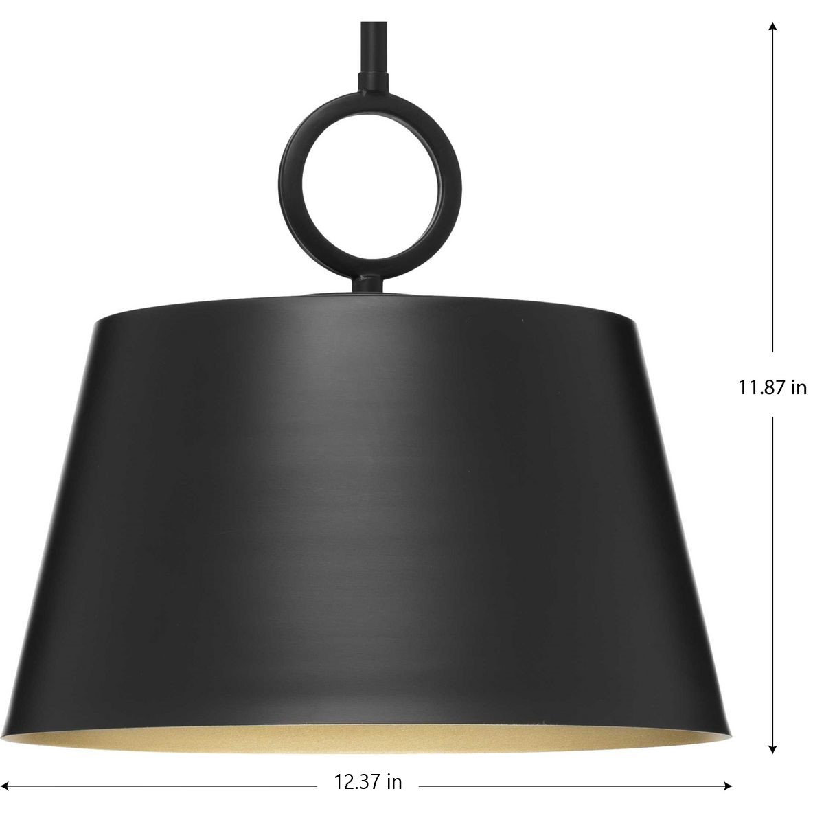 Elda Metal Dimmable Pendant, 11.87" H x 12.37" W x 12.37" D, Matte Black