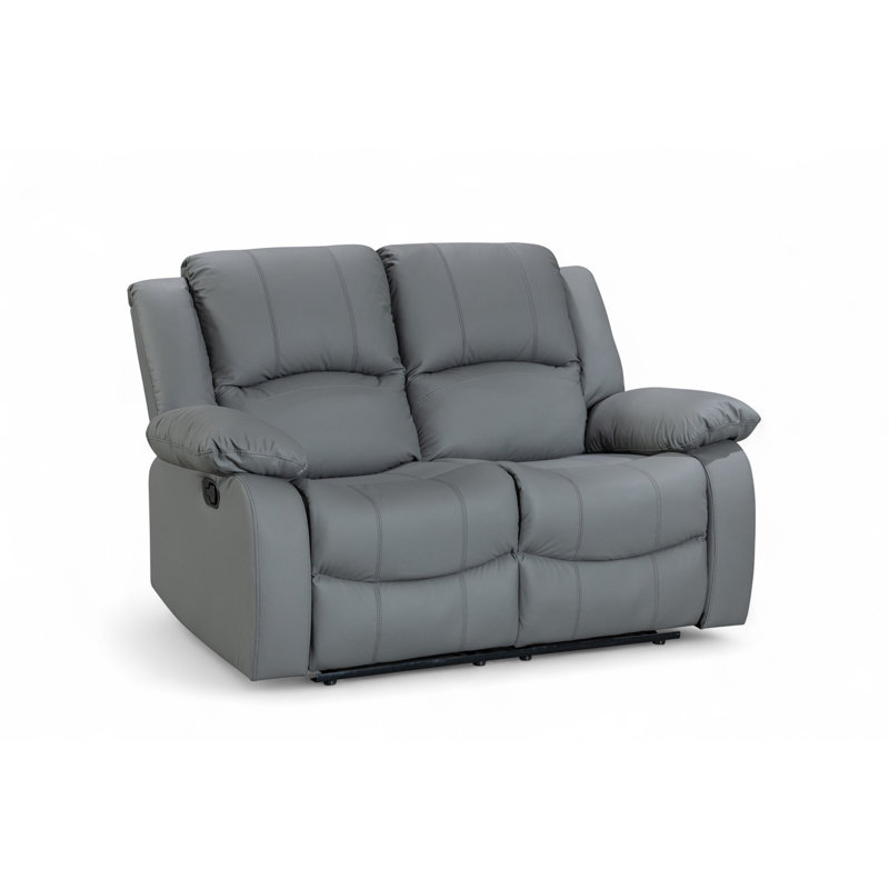 Aesir 3 Seater Faux Leather Reclining Sofa, Grey, 2