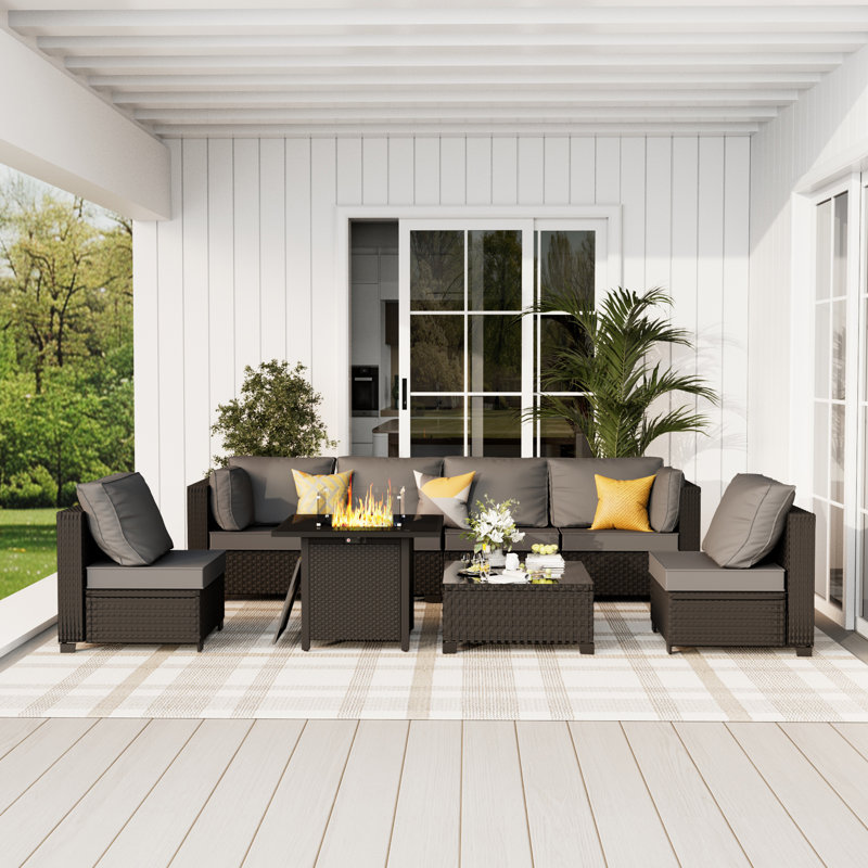 𝗡𝗼-𝗔𝘀𝘀𝗲𝗺𝗯𝗹𝘆 𝗖𝗵𝗮𝗶𝗿𝘀, 6-Person Patio Furniture Set Wicker Outdoor Sectional Seating Group Outside Conversation Sofa With 𝗪𝗮𝘁𝗲𝗿𝗽𝗿𝗼𝗼𝗳 𝗙𝘂𝗿𝗻𝗶𝘁𝘂𝗿𝗲 𝗖𝗼𝘃𝗲𝗿