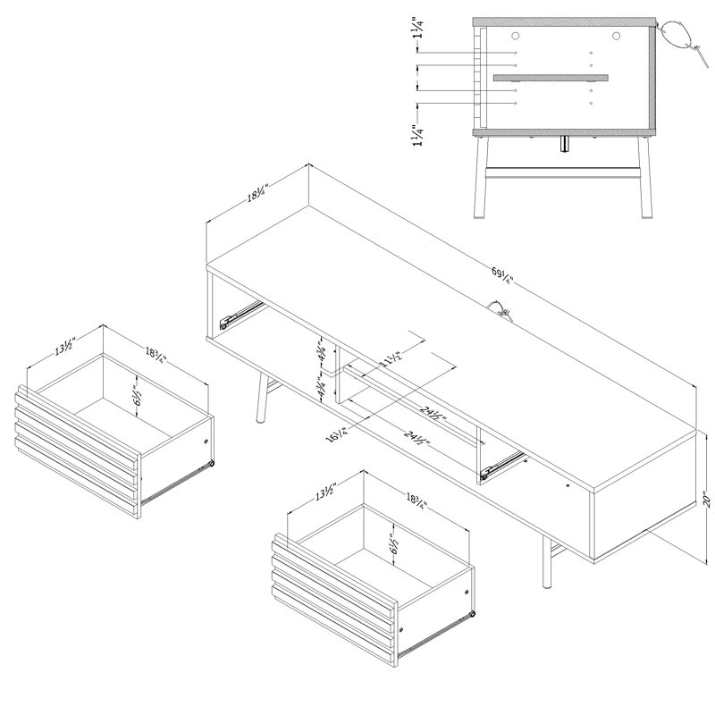 Mezzy 75" TV Stand With Drawers