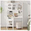 Bureau d'ordinateur en L avec bureau rotatif à 90 degrés, poste de travail en coin en bois blanc 43 po x 70 po