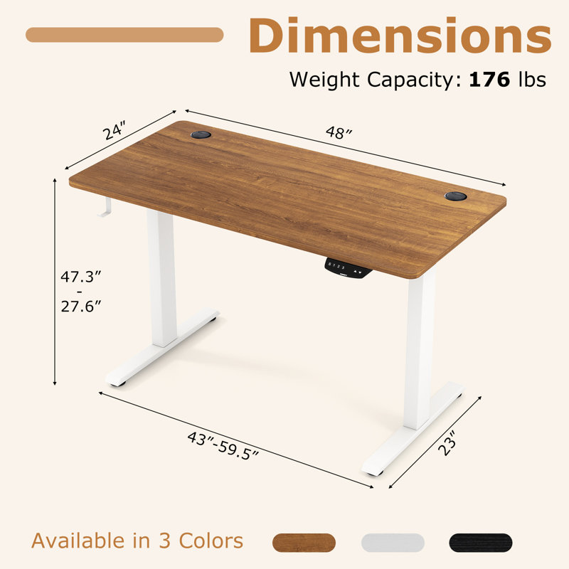 Bureau debout à hauteur ajustable Studley, H 47,3 po x l 47 po x P 24 po, Naturel / blanc