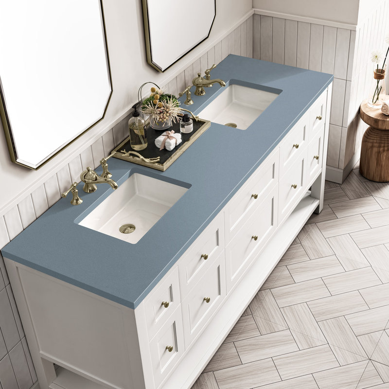 Breckenridge 72'' W Double Vanity, Bright White, Ethereal Noctis, 8" Widespread